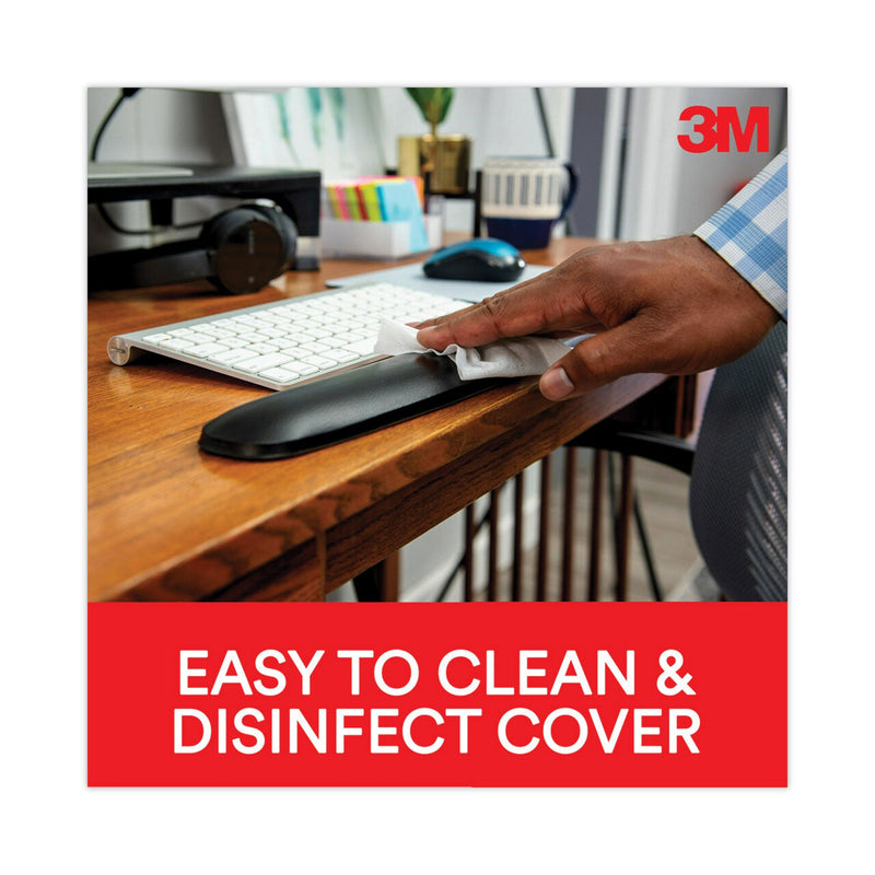 3M Antimicrobial Gel Compact Keyboard Wrist Rest, 18 x 2.75, Black