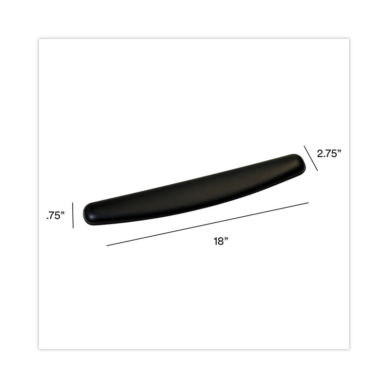 3M Antimicrobial Gel Compact Keyboard Wrist Rest, 18 x 2.75, Black