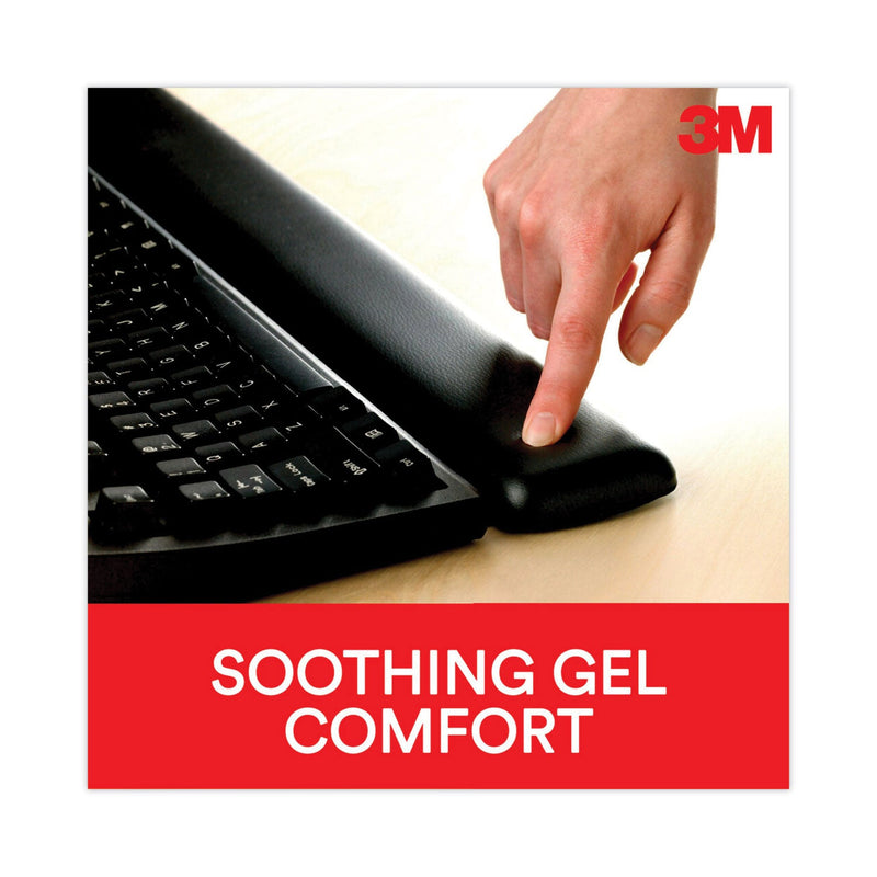 3M Antimicrobial Gel Large Keyboard Wrist Rest, 19 x 2.75, Black
