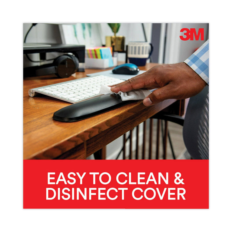 3M Antimicrobial Gel Large Keyboard Wrist Rest, 19 x 2.75, Black