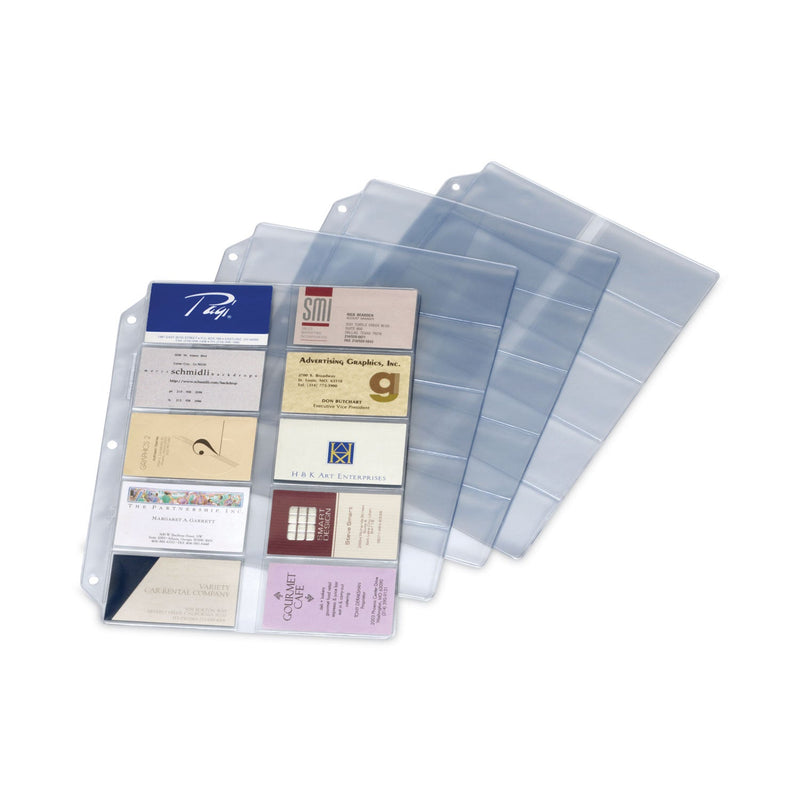 Cardinal Business Card Refill Pages, For 2 x 3.5 Cards, Clear, 20 Cards/Sheet, 10 Sheets/Pack
