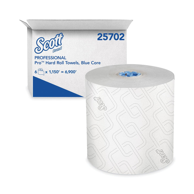 Scott Pro Hard Roll Paper Towels with Elevated Scott Design for Scott Pro Dispenser, Blue Core Only, 1,150 ft Roll, 6 Rolls/Carton