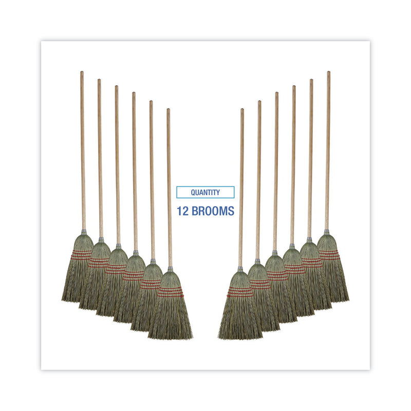 Boardwalk Mixed Fiber Maid Broom, Mixed Fiber Bristles, 55" Overall Length, Natural, 12/Carton