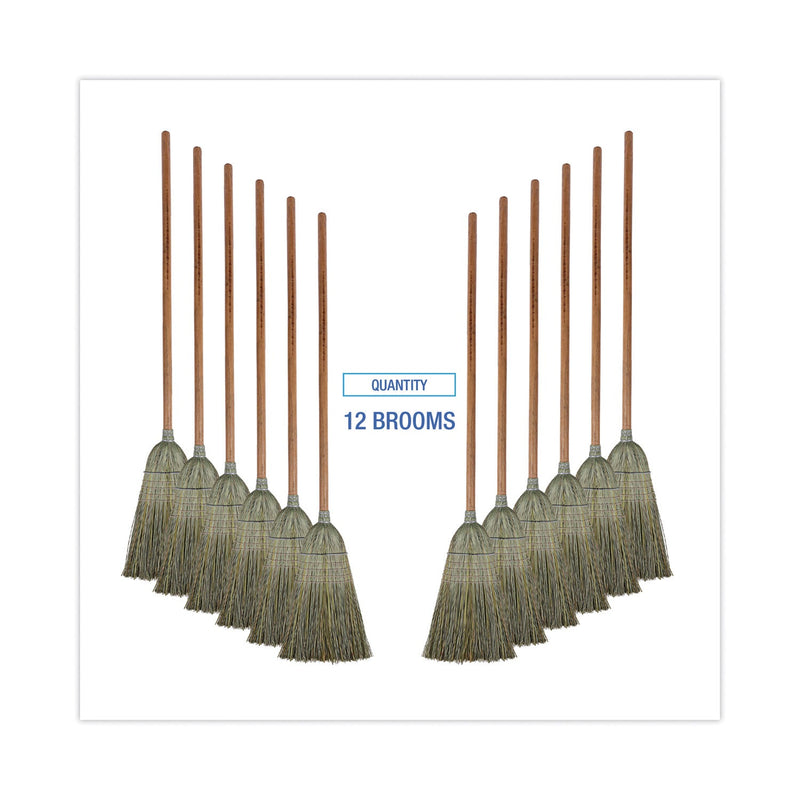 Boardwalk Warehouse Broom, Yucca Corn Fiber Bristles, 56" Overalll Length, Natural, 12/Carton