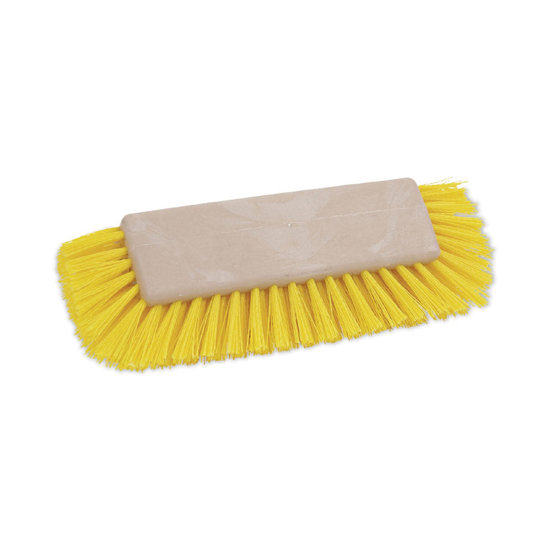 Boardwalk Dual-Surface Scrub Brush, Yellow Polypropylene Bristles, 10" Brush, Plastic Handle
