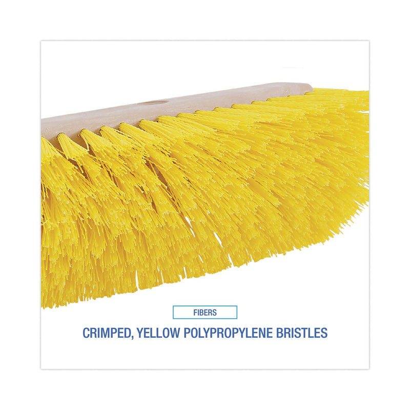 Boardwalk Dual-Surface Scrub Brush, Yellow Polypropylene Bristles, 10" Brush, Plastic Handle