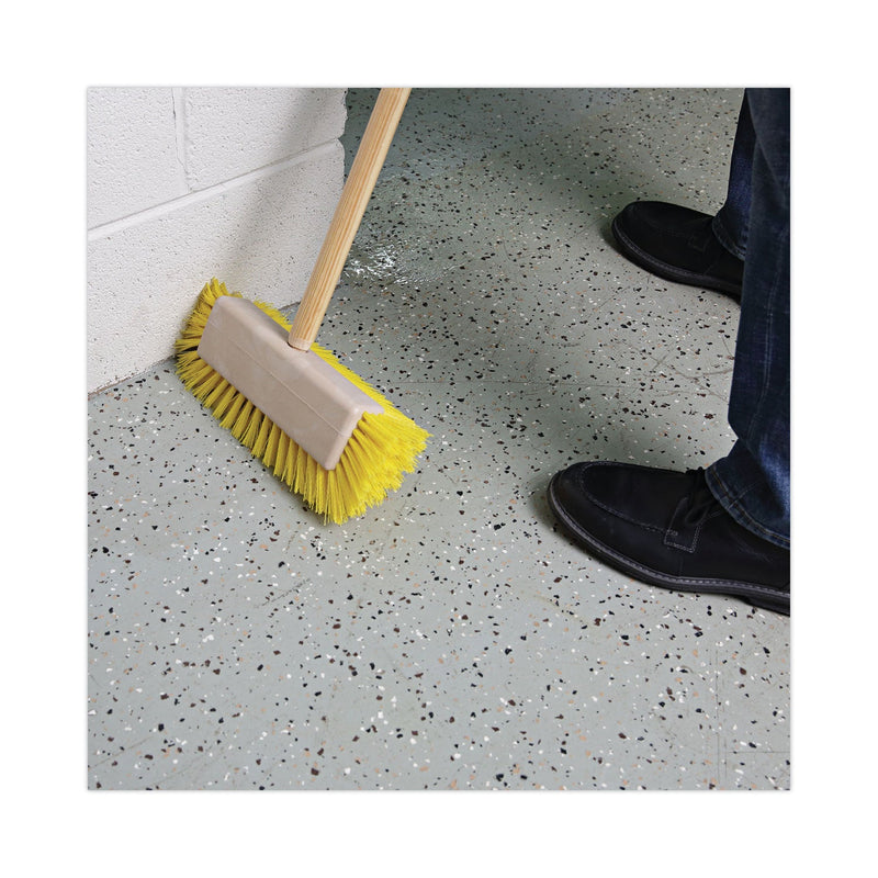 Boardwalk Dual-Surface Scrub Brush, Yellow Polypropylene Bristles, 10" Brush, Plastic Handle