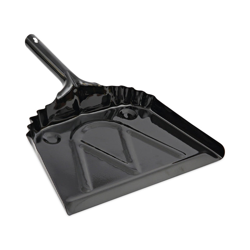 Boardwalk Metal Dust Pan, 12 x 14, 2 " Handle, 20-Gauge Steel, Black