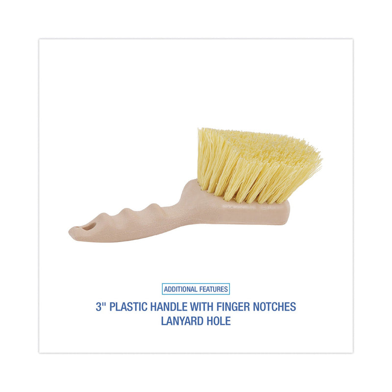 Boardwalk Utility Brush, Cream Polypropylene Bristles, 5.5 Brush, 3" Tan Plastic Handle