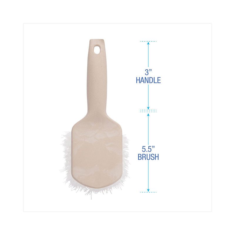 Boardwalk Utility Brush, Cream Nylon Bristles, 5.5" Brush, 3.5" Tan Plastic Handle