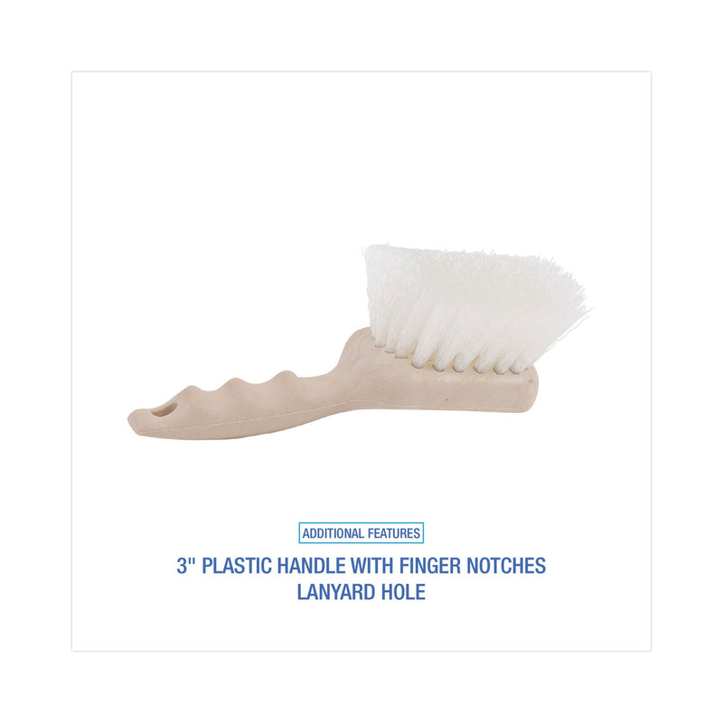 Boardwalk Utility Brush, Cream Nylon Bristles, 5.5" Brush, 3.5" Tan Plastic Handle