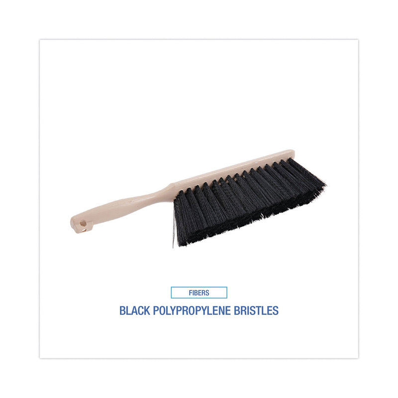 Boardwalk Counter Brush, Black Polypropylene, 4.5" Brush, 3.5" Tan Plastic Handle