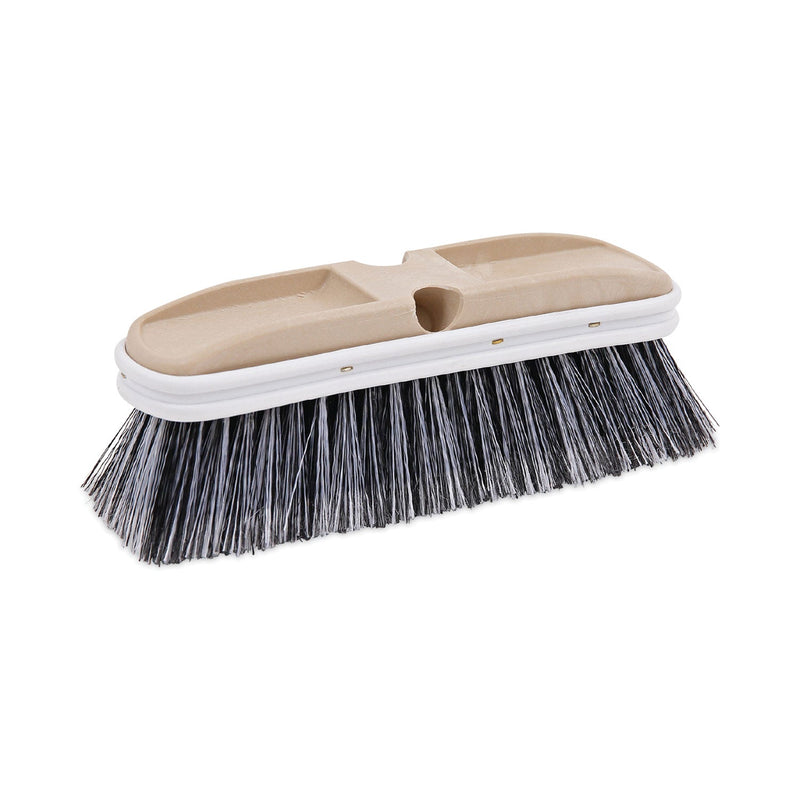 Boardwalk Polystyrene Vehicle Brush with Vinyl Bumper, Black/White Polystyrene Bristles, 10" Brush