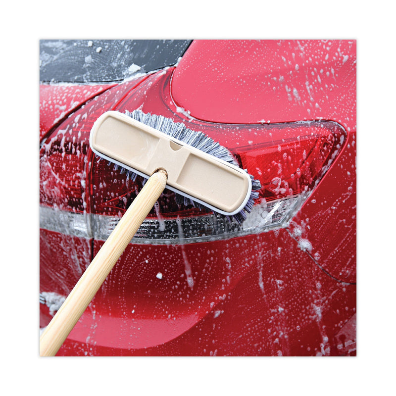 Boardwalk Polystyrene Vehicle Brush with Vinyl Bumper, Black/White Polystyrene Bristles, 10" Brush