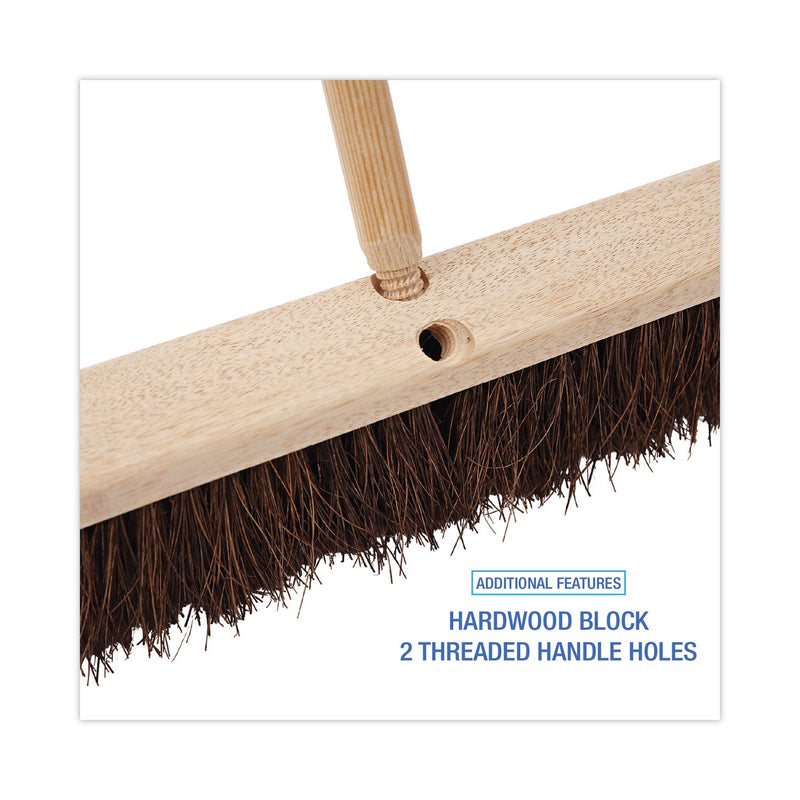 Boardwalk Floor Brush Head, 3.25" Natural Palmyra Fiber Bristles, 24" Brush