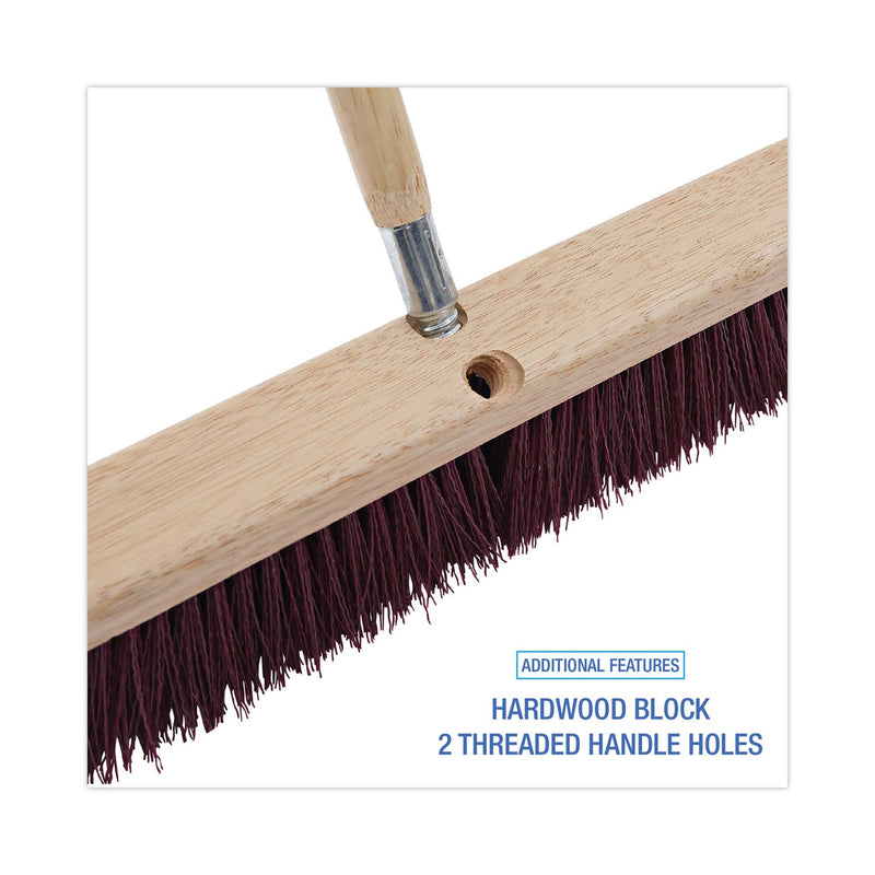 Boardwalk Floor Brush Head, 3" Maroon Heavy-Duty Polypropylene Bristles, 18" Brush