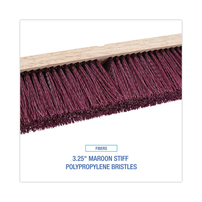 Boardwalk Floor Brush Head, 3.25" Maroon Stiff Polypropylene Bristles, 36" Brush