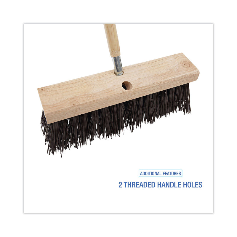 Boardwalk Street Broom Head, 6.25" Brown Polypropylene Bristles, 16" Brush