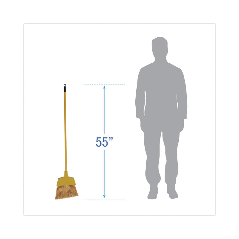 Boardwalk Corn Fiber Angled-Head Lobby Brooms, 55" Handle, Yellow, 12/Carton