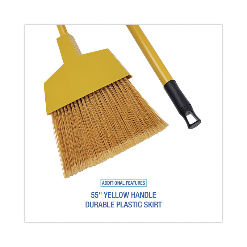 Boardwalk Corn Fiber Angled-Head Lobby Brooms, 55" Handle, Yellow, 12/Carton