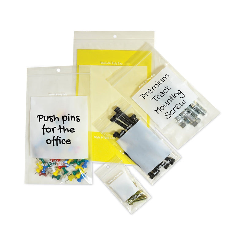 C-Line Write-On Poly Bags, 2 mil, 2" x 3", Clear, 1,000/Carton