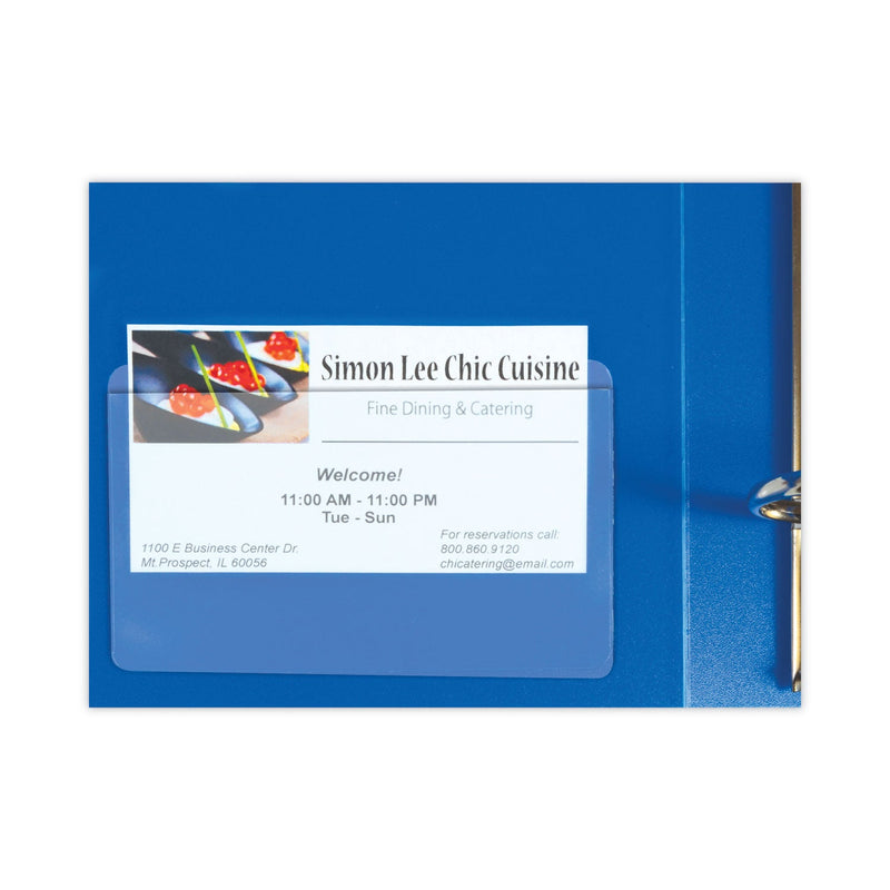 C-Line Self-Adhesive Business Card Holders, Top Load, 2 x 3.5, Clear, 10/Pack