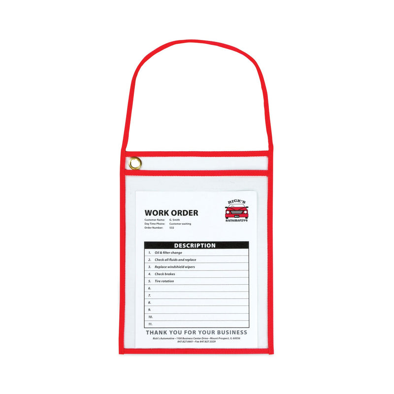C-Line 1-Pocket Shop Ticket Holder w/Setrap and Red Stitching, 75-Sheet, 9 x 12, 15/Box