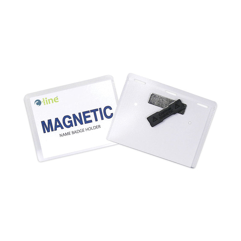 C-Line Magnetic Name Badge Holder Kit, Horizontal, 4w x 3h, Clear, 20/Box