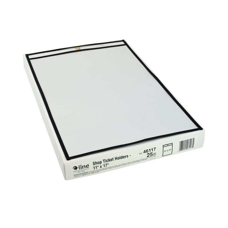 C-Line Shop Ticket Holders, Stitched, Both Sides Clear, 75", 11 x 17, 25/Box