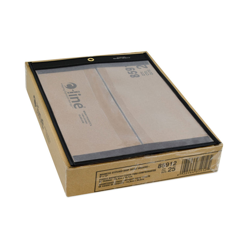 C-Line Magnetic Stitched Shop Ticket Holders, Clear, 75", 9 x 12, 25/Box