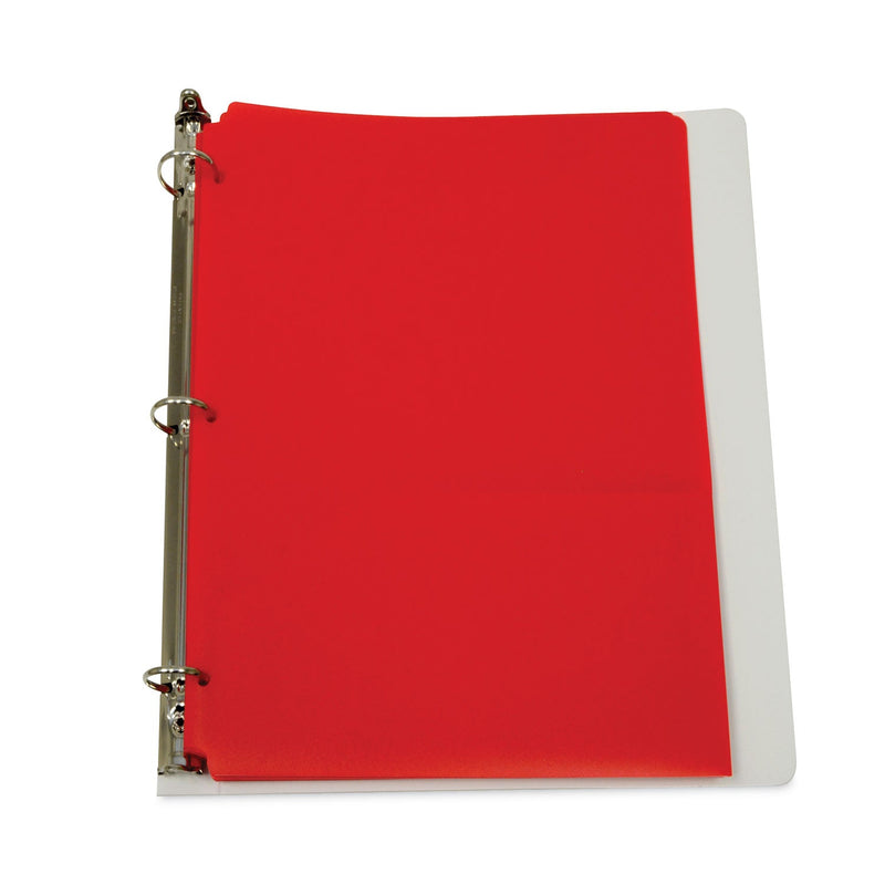 C-Line Two-Pocket Heavyweight Poly Portfolio Folder, 3-Hole Punch, 11 x 8.5, Red, 25/Box