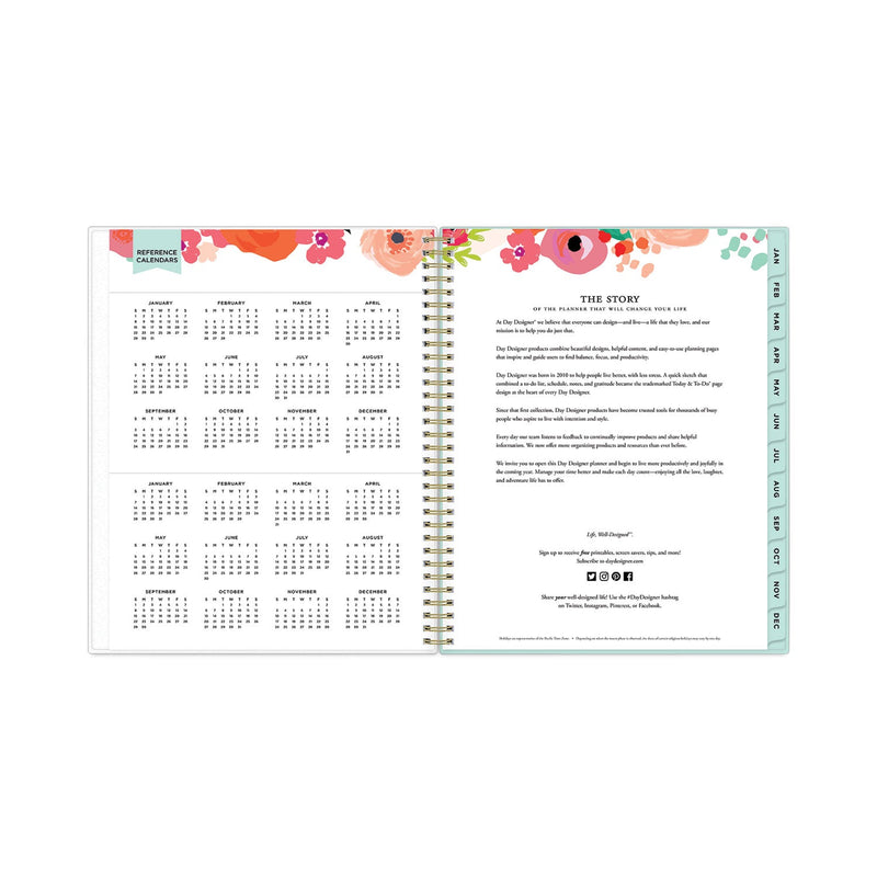 Blue Sky Day Designer Secret Garden Mint Frosted Weekly/Monthly Planner, 11 x 8.5, Multicolor Cover, 12-Month (Jan to Dec): 2023