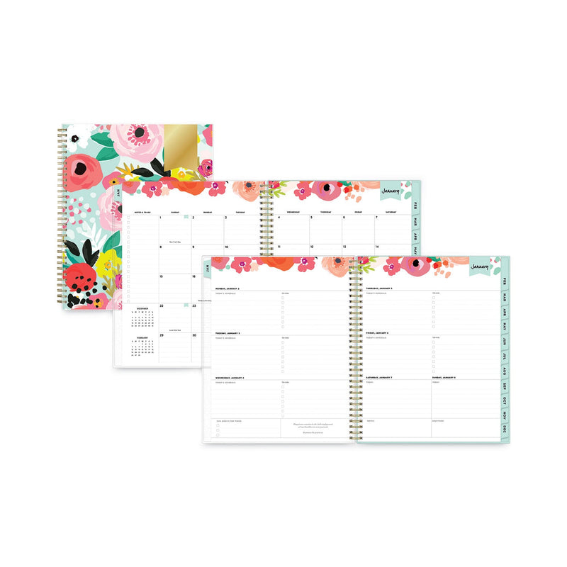 Blue Sky Day Designer Secret Garden Mint Frosted Weekly/Monthly Planner, 11 x 8.5, Multicolor Cover, 12-Month (Jan to Dec): 2023