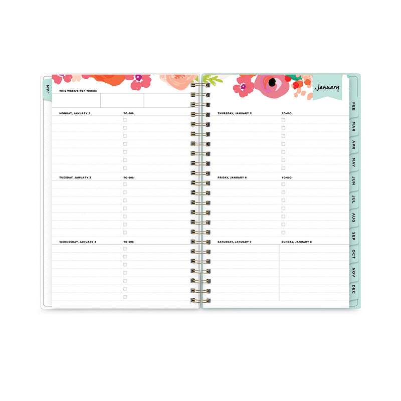 Blue Sky Day Designer Secret Garden Mint Frosted Weekly/Monthly Planner, 8 x 5, Multicolor Cover, 12-Month (Jan to Dec): 2023
