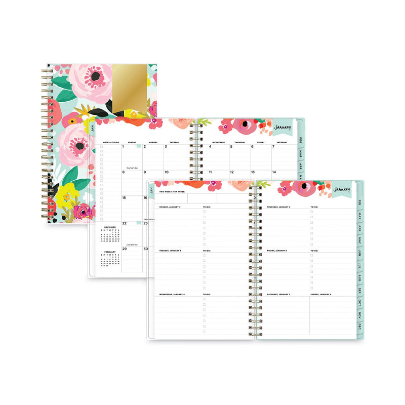 Blue Sky Day Designer Secret Garden Mint Frosted Weekly/Monthly Planner, 8 x 5, Multicolor Cover, 12-Month (Jan to Dec): 2023
