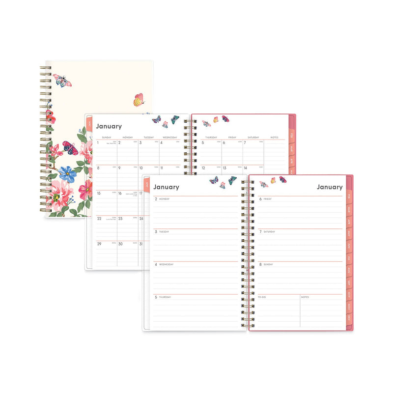 Blue Sky Fly By Frosted Weekly/Monthly Planner, Fly By Butterflies Artwork, 8 x 5, Blush/Pink Cover, 12-Month (Jan to Dec): 2023