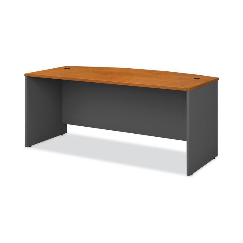 Bush Series C Collection Bow Front Desk, 71.13" x 36.13" x 29.88", Natural Cherry/Graphite Gray