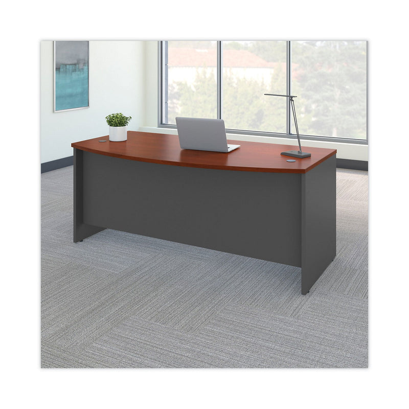 Bush Series C Collection Bow Front Desk, 71.13" x 36.13" x 29.88", Hansen Cherry/Graphite Gray