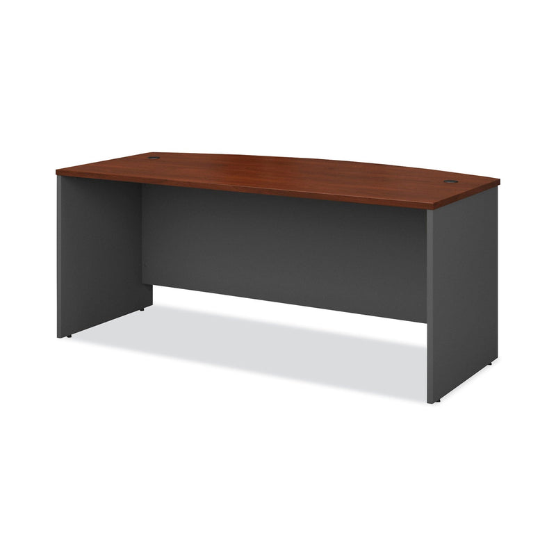 Bush Series C Collection Bow Front Desk, 71.13" x 36.13" x 29.88", Hansen Cherry/Graphite Gray
