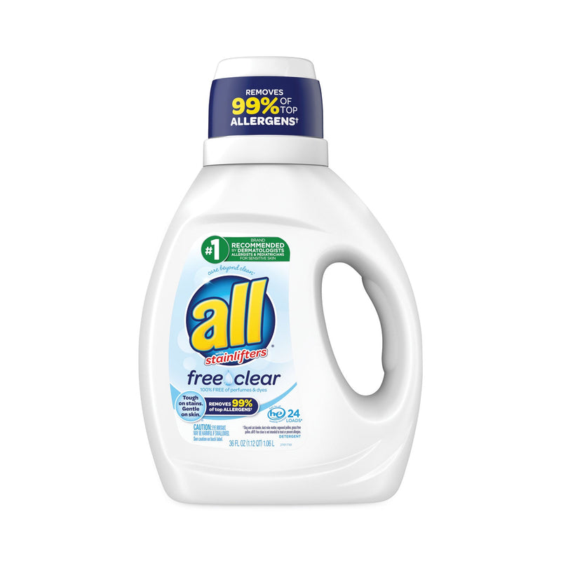 All Ultra Free Clear Liquid Detergent, Unscented, 36 oz Bottle
