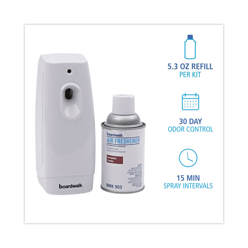 Boardwalk Air Freshener Dispenser Starter Kit, White, Cinnamon Sunset, 5.3 oz
