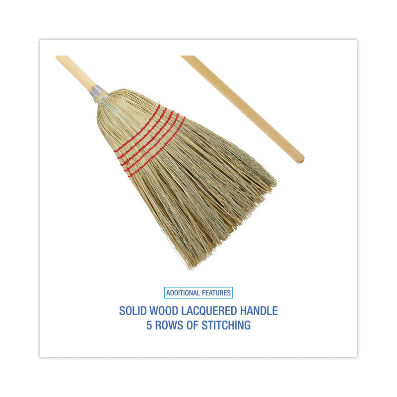 Boardwalk Parlor Broom, Yucca/Corn Fiber Bristles, 55.5" Overall Length, Natural
