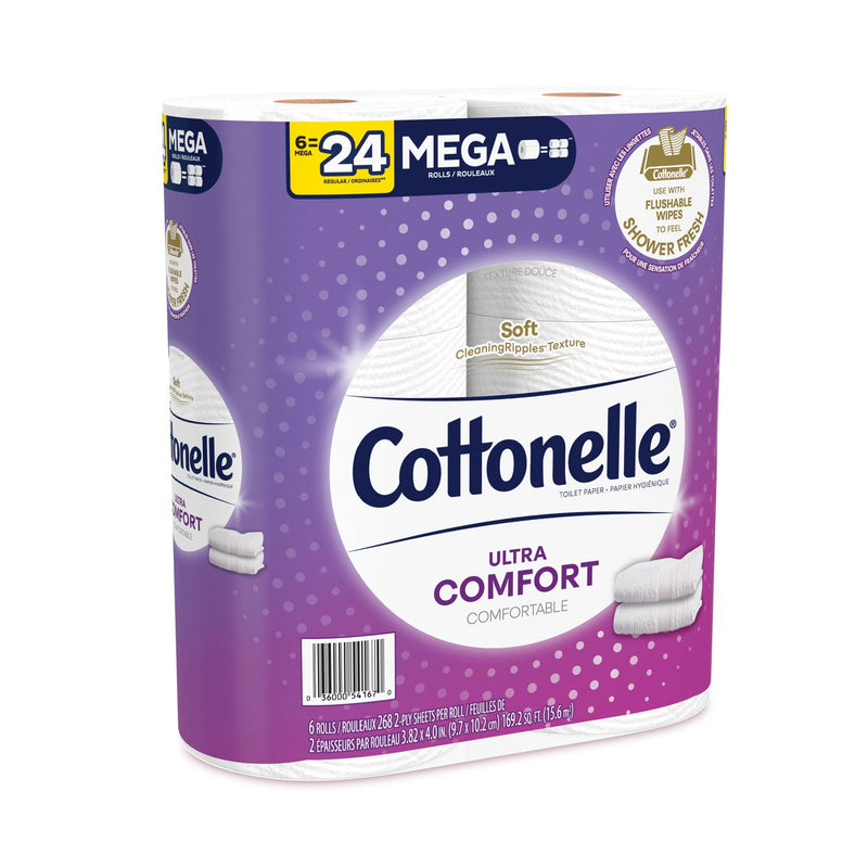 Cottonelle Ultra ComfortCare Toilet Paper, Soft Tissue, Mega Rolls, Septic Safe, 2-Ply, White, 284/Roll, 6 Rolls/Pack, 36 Rolls/Carton