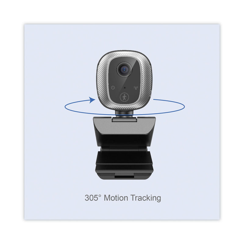 Adesso CyberTrack M1 HD Fixed Focus USB Webcam with AI Motion/Facial Tracking, 1920 Pixels x 1080 Pixels, 2.1 Mpixels, Black/Silver