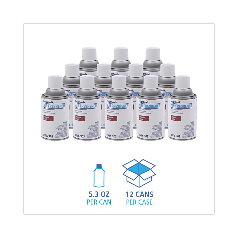 Boardwalk Metered Air Freshener Refill, Cinnamon Sunset, 5.3 oz Aerosol Spray, 12/Carton