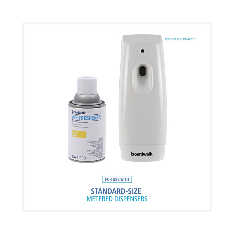 Boardwalk Metered Air Freshener Refill, Lemon Peel, 5.3 oz Aerosol Spray, 12/Carton