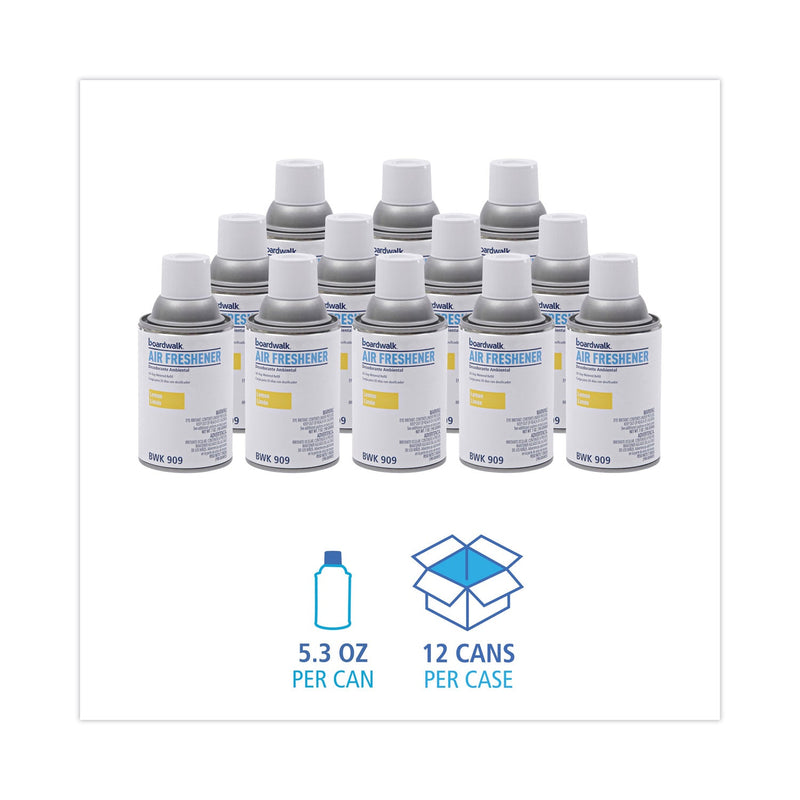 Boardwalk Metered Air Freshener Refill, Lemon Peel, 5.3 oz Aerosol Spray, 12/Carton