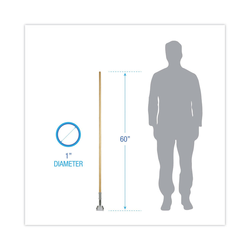 Boardwalk Clip-On Dust Mop Handle, Lacquered Wood, Swivel Head, 1" dia x 60", Natural