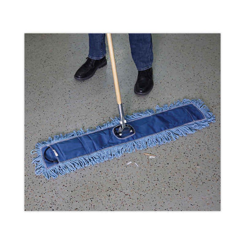 Boardwalk Dust Mop Head, Cotton/Synthetic Blend, 36 x 5, Looped-End, Blue