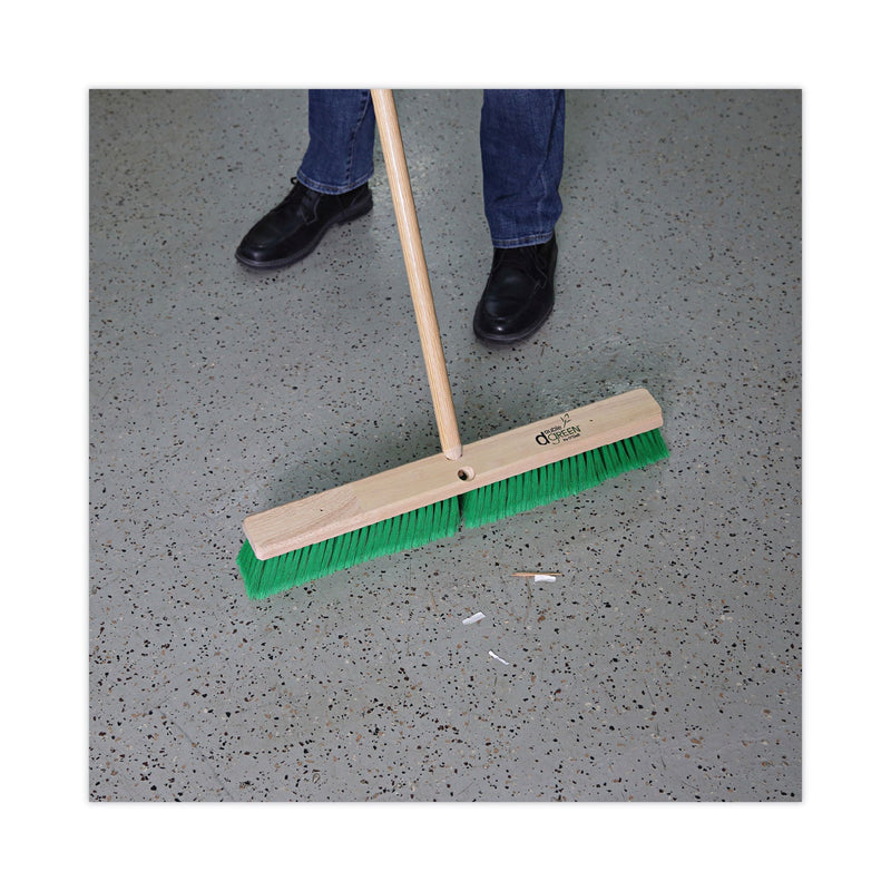 Boardwalk Floor Broom Head, 3" Green Flagged Recycled PET Plastic Bristles, 24" Brush
